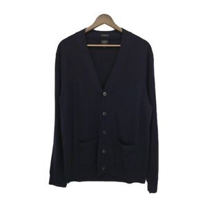 J Crew Mens 100% Merino Wool Slim Fit Button Cardigan Sweater Navy Blue Large